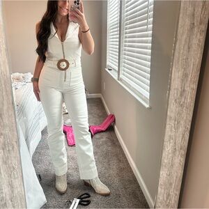 Show Me Your MuMu White Denim Jumpsuit